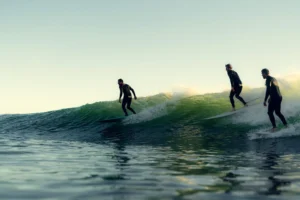 Surfing down the line
