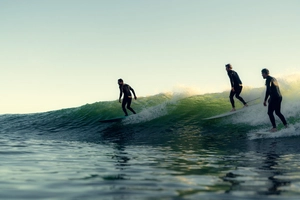 Surfer down the line